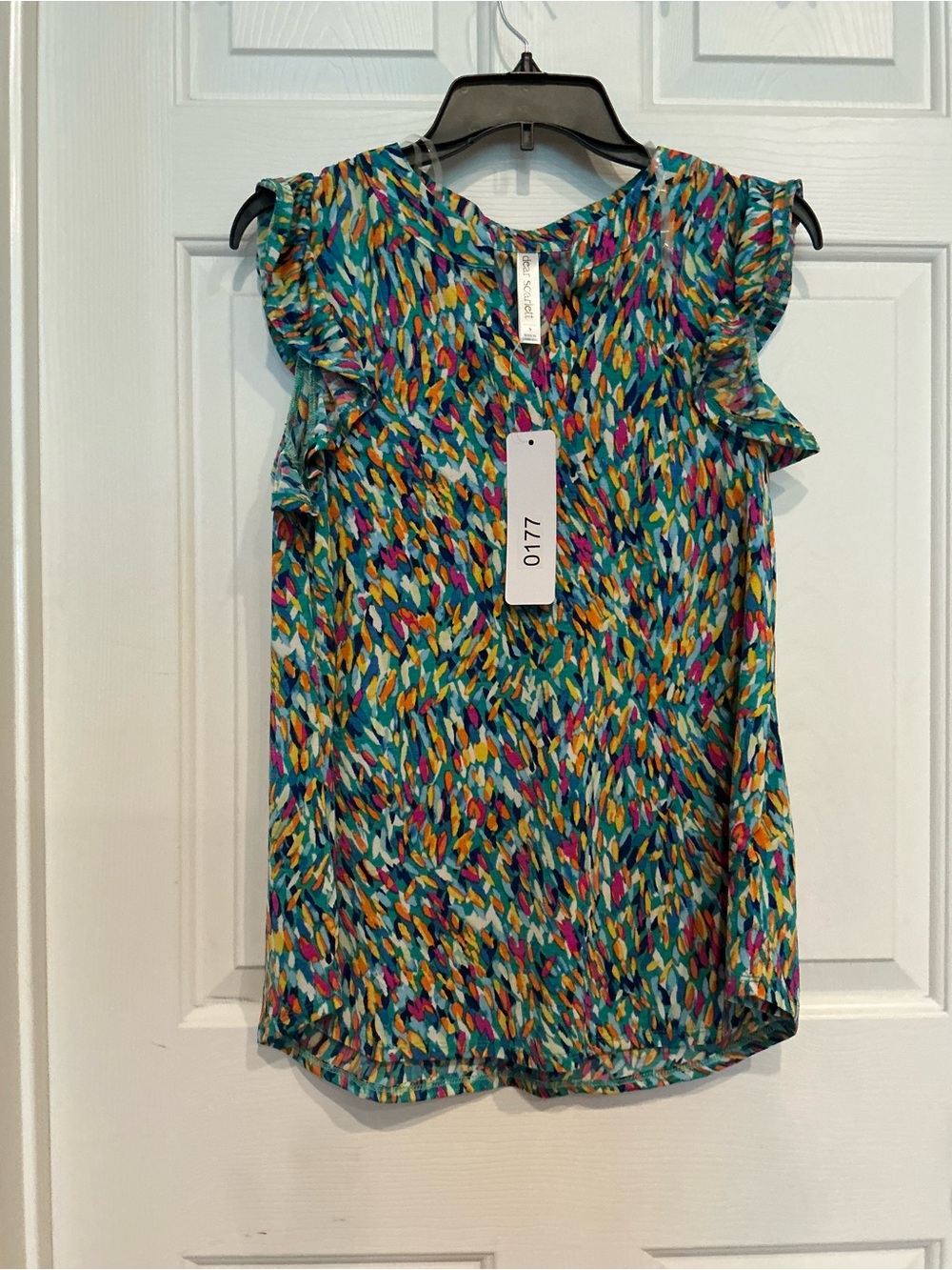 Women’s Multicolor Ruffle Sleeve Camisole – Teal Print